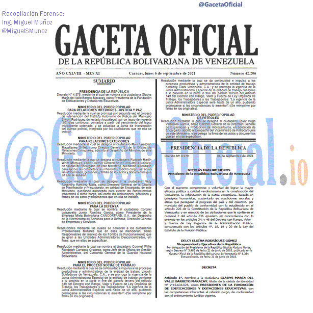 Gaceta Oficial 42206 del 6 septiembre 2021
