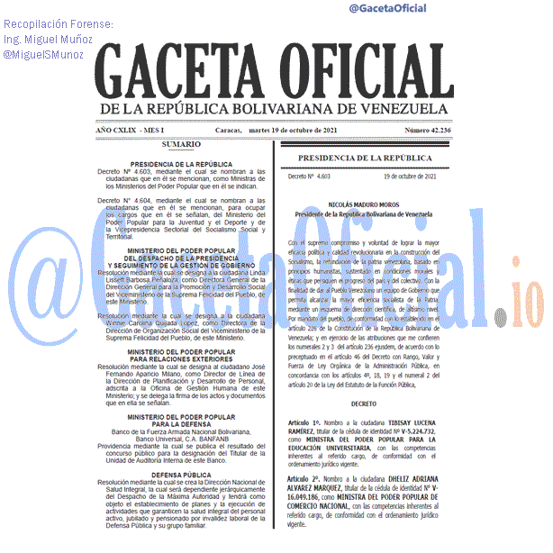 Gaceta Oficial 42236 del 19 octubre 2021