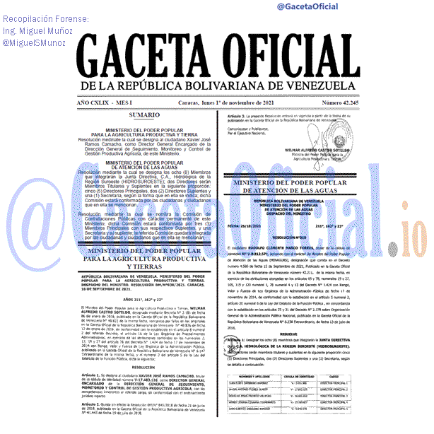 Gaceta Oficial 42245 del 01 noviembre 2021 Gaceta Oficial 42245 del 01 noviembre 2021