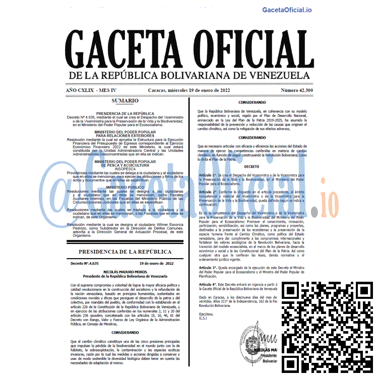 Gaceta Oficial 42300 del 19 enero 2022