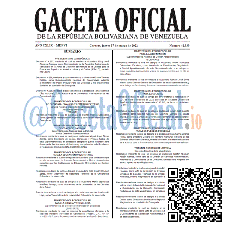Gaceta Oficial 42339 del 17 marzo 2022 Gaceta Oficial 42339 del 17 marzo 2022