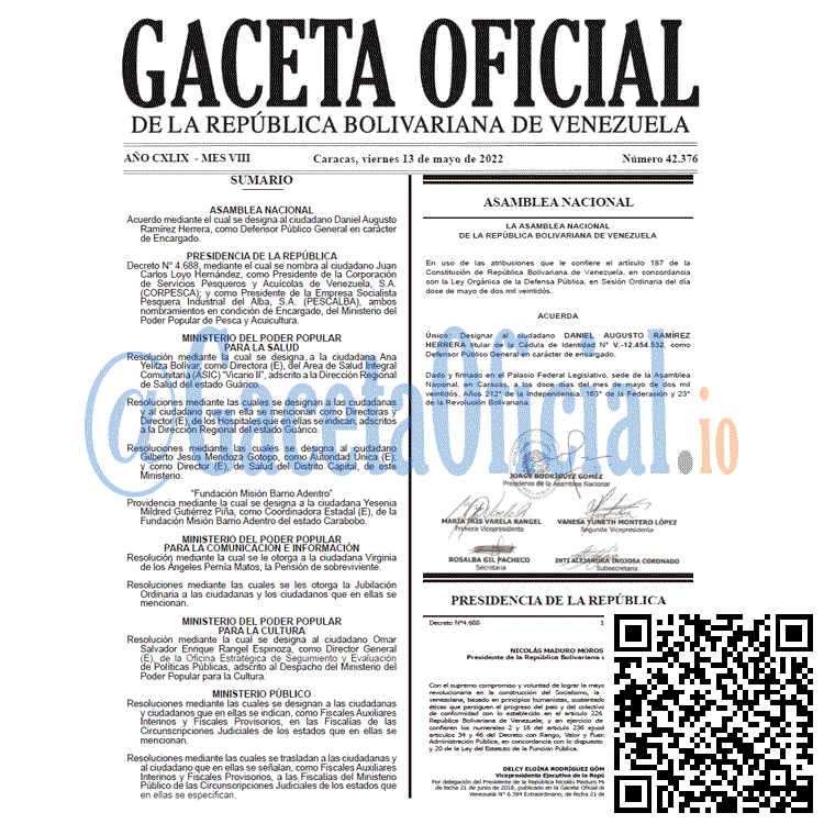 Venezuela Gaceta Oficial 42376 del 13 mayo 2022 Venezuela Gaceta Oficial 42376 del 13 mayo 2022