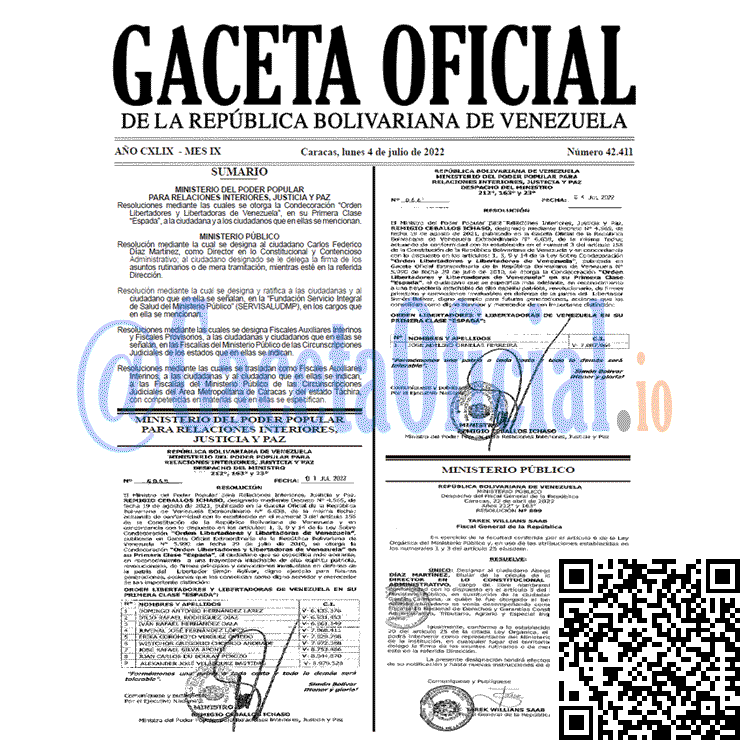 Venezuela Gaceta Oficial 42411 del 4 julio 2022 Venezuela Gaceta Oficial 42411 del 4 julio 2022