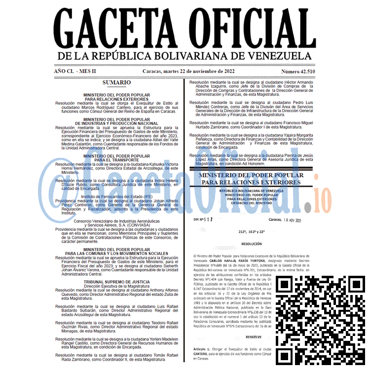 Gaceta Oficial, Gaceta Oficial 42510, Gaceta 42510