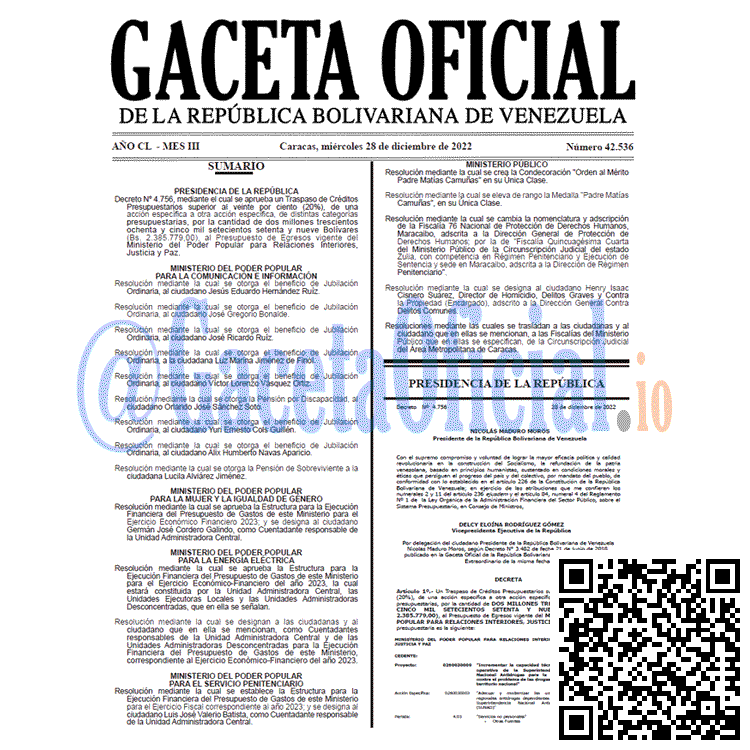 Gaceta Oficial, Gaceta 42536, Gaceta #42536, Gaceta Oficial Venezuela #42536