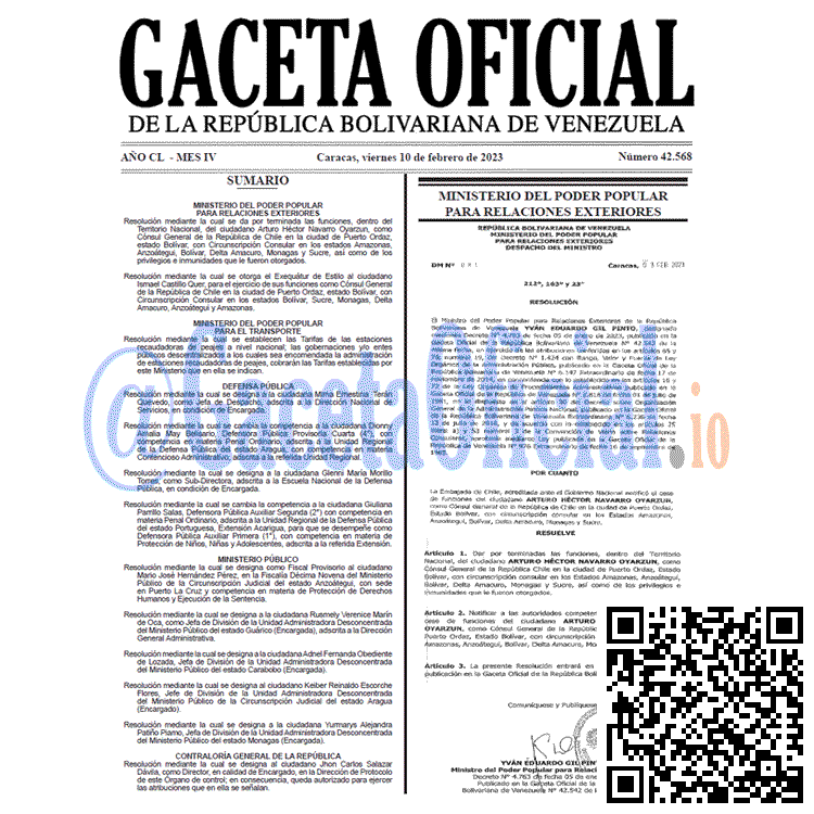 Gaceta Oficial, Gaceta 42568, Gaceta #42568, Gaceta Oficial Venezuela #42568