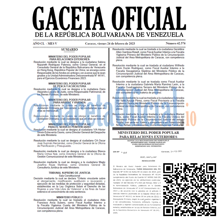 Gaceta Oficial, Gaceta 42576, Gaceta #42576, Gaceta Oficial Venezuela #42576
