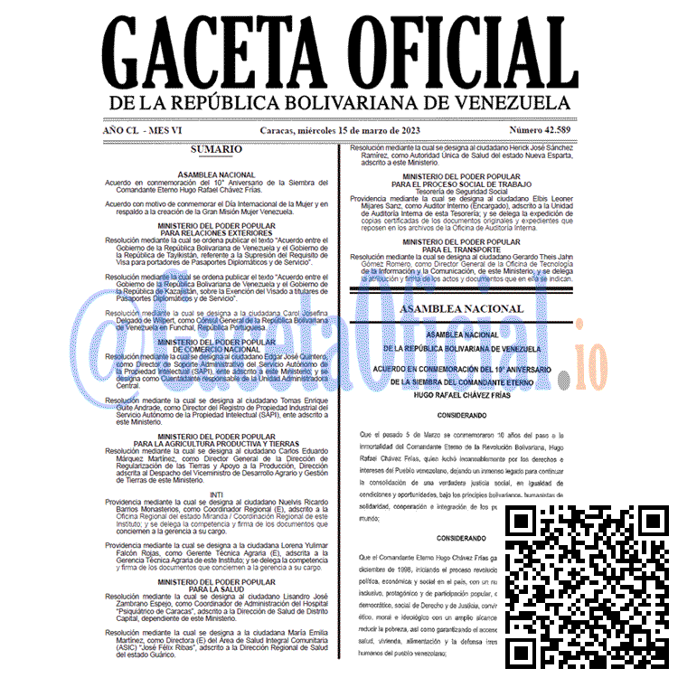 Venezuela Gaceta Oficial 42589 del 15 marzo 2023 Gaceta Oficial, Gaceta 42589, Gaceta #42589, Gaceta Oficial Venezuela #42589