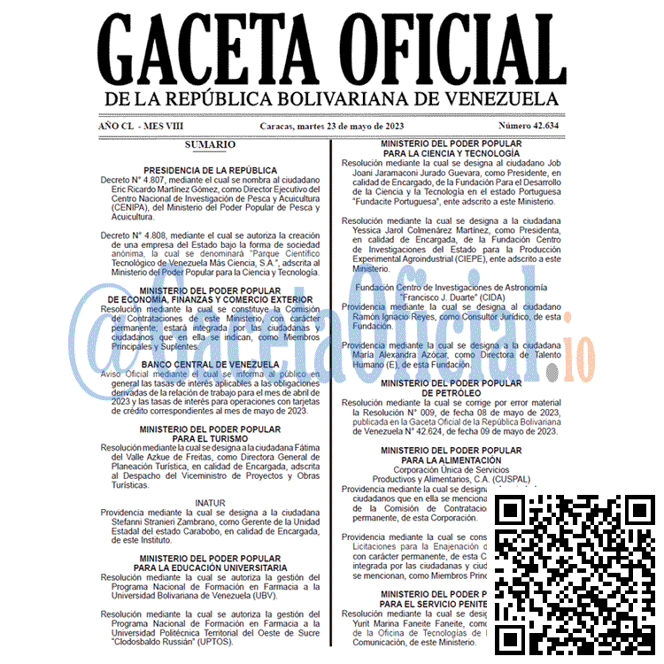 Gaceta Oficial, Gaceta 42634, Gaceta 42634 HD, Gaceta #42634, Gaceta Oficial Venezuela #42634
