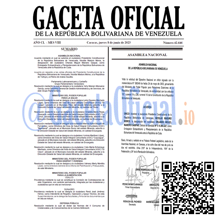 Venezuela Gaceta Oficial 42646 del 8 junio 2023 Gaceta Oficial, Gaceta 42646, Gaceta 42646 HD, Gaceta #42646, Gaceta Oficial Venezuela #42646