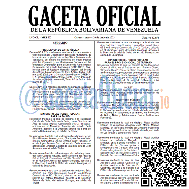 Gaceta Oficial, Gaceta 42654, Gaceta 42654 HD, Gaceta #42654, Gaceta Oficial Venezuela #42654