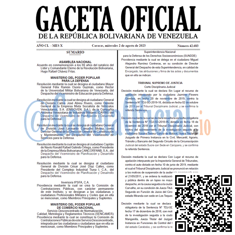 Venezuela Gaceta Oficial 42683 del 02 agosto 2023 Gaceta Oficial, Gaceta 42683, Gaceta 42683 HD, Gaceta #42683, Gaceta Oficial Venezuela #42683