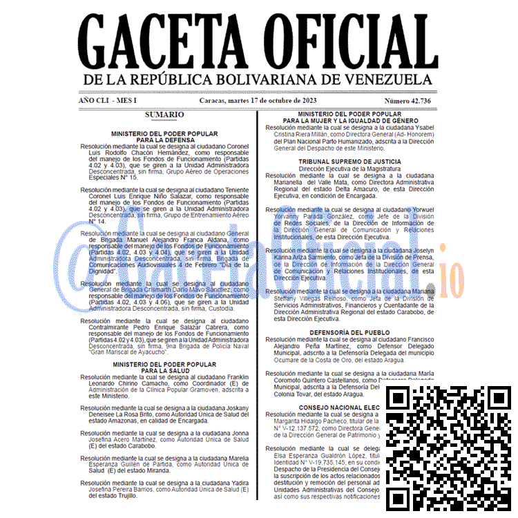 Venezuela Gaceta Oficial 42736 del 17 octubre 2023 Gaceta Oficial, Gaceta 42736, Gaceta 42736 HD, Gaceta #42736, Gaceta Oficial Venezuela #42736