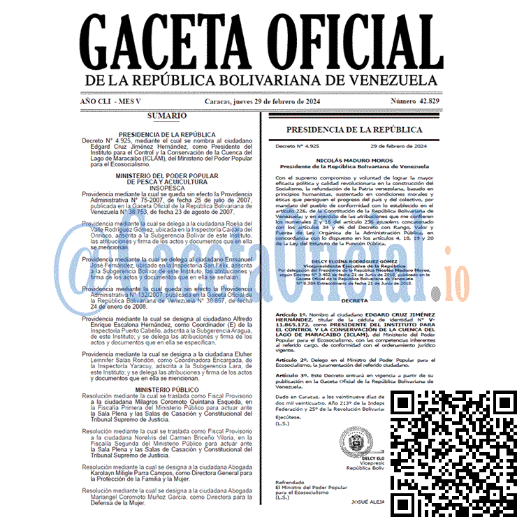 Venezuela Gaceta Oficial 42829 del 29 Febrero 2024 Gaceta Oficial, Gaceta 42829, Gaceta 42829 HD, Gaceta #42829, Gaceta Oficial Venezuela #42829