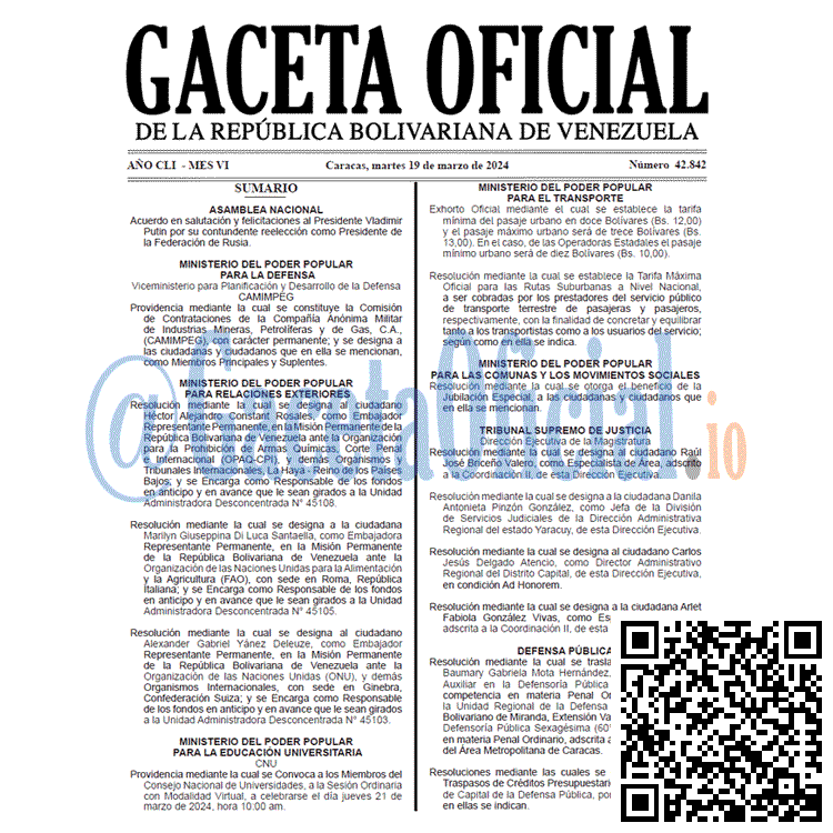 Venezuela Gaceta Oficial 42842 del 19 Marzo 2024 Gaceta Oficial, Gaceta 42842, Gaceta 42842 HD, Gaceta #42842, Gaceta Oficial Venezuela #42842