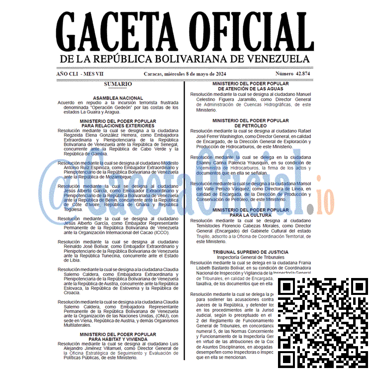 Gaceta Oficial, Gaceta 42874, Gaceta 42874 HD, Gaceta #42874, Gaceta Oficial Venezuela #42874
