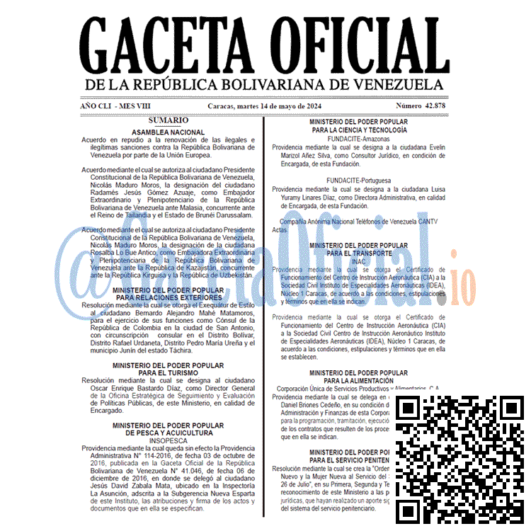 Venezuela Gaceta Oficial 42878 del 14 mayo 2024 Gaceta Oficial, Gaceta 42878, Gaceta 42878 HD, Gaceta #42878, Gaceta Oficial Venezuela #42878