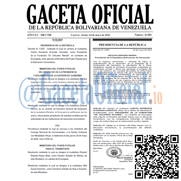 Venezuela Gaceta Oficial 42886 del 24 mayo 2024 Gaceta Oficial, Gaceta 42886, Gaceta 42886 HD, Gaceta #42886, Gaceta Oficial Venezuela #42886