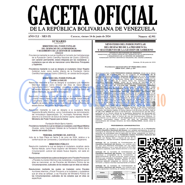 Venezuela Gaceta Oficial 42901 del 14 junio 2024 Gaceta Oficial, Gaceta 42901, Gaceta 42901 HD, Gaceta #42901, Gaceta Oficial Venezuela #42901