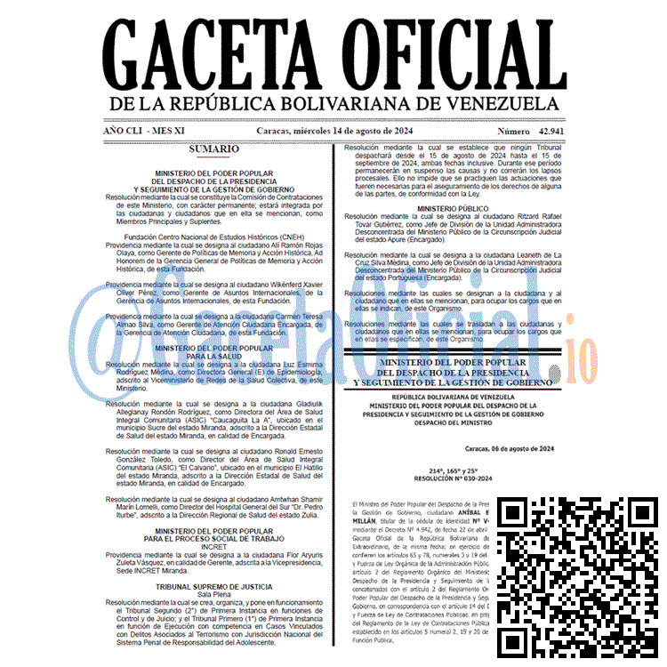 Gaceta Oficial, Gaceta 42941, Gaceta 42941 HD, Gaceta #42941, Gaceta Oficial Venezuela #42941