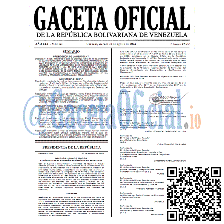 Gaceta Oficial, Gaceta 42953, Gaceta 42953 HD, Gaceta #42953, Gaceta Oficial Venezuela #42953