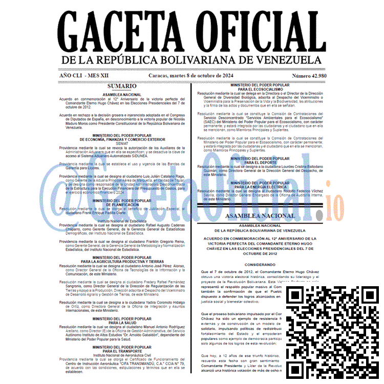 Gaceta Oficial, Gaceta 42980, Gaceta 42980 HD, Gaceta #42980, Gaceta Oficial Venezuela #42980