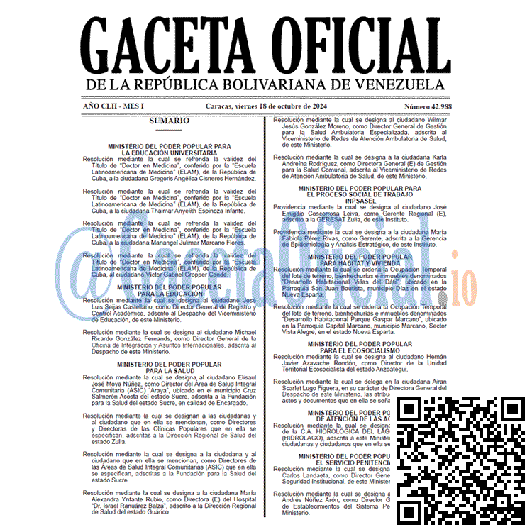 Gaceta Oficial, Gaceta 42988, Gaceta 42988 HD, Gaceta #42988, Gaceta Oficial Venezuela #42988
