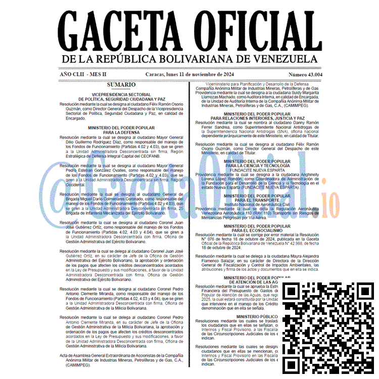 Gaceta Oficial, Gaceta 43004, Gaceta 43004 HD, Gaceta #43004, Gaceta Oficial Venezuela #43004