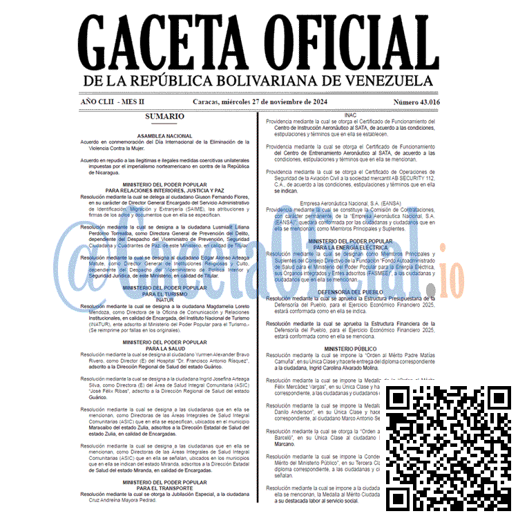Gaceta Oficial, Gaceta 43016, Gaceta 43016 HD, Gaceta #43016, Gaceta Oficial Venezuela #43016