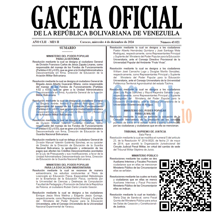 Gaceta Oficial, Gaceta 43021, Gaceta 43021 HD, Gaceta #43021, Gaceta Oficial Venezuela #43021
