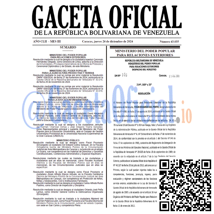 Gaceta Oficial, Gaceta 43035, Gaceta 43035 HD, Gaceta #43035, Gaceta Oficial Venezuela #43035