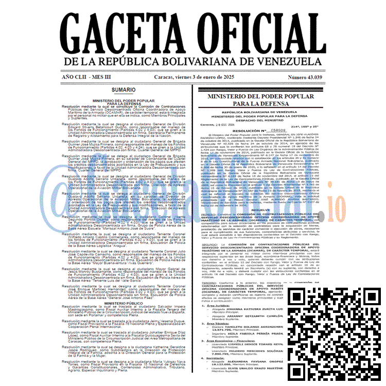 Gaceta Oficial, Gaceta 43039, Gaceta 43039 HD, Gaceta #43039, Gaceta Oficial Venezuela #43039