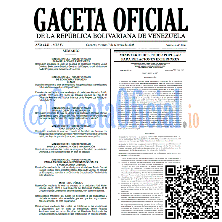 Gaceta Oficial, Gaceta 43064, Gaceta 43064 HD, Gaceta #43064, Gaceta Oficial Venezuela #43064