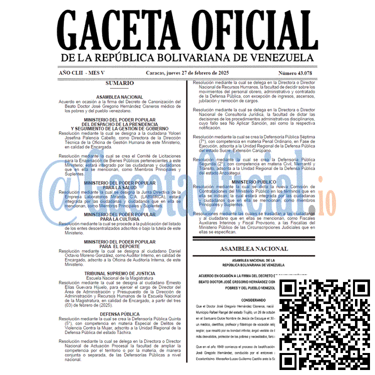 Gaceta Oficial, Gaceta 43078, Gaceta 43078 HD, Gaceta #43078, Gaceta Oficial Venezuela #43078