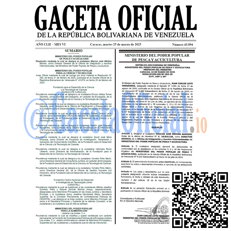 Gaceta Oficial, Gaceta 43094, Gaceta 43094 HD, Gaceta #43094, Gaceta Oficial Venezuela #43094