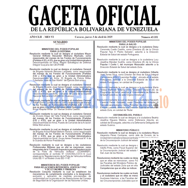 Gaceta Oficial, Gaceta 43101, Gaceta 43101 HD, Gaceta #43101, Gaceta Oficial Venezuela #43101