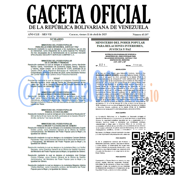 Gaceta Oficial, Gaceta 43107, Gaceta 43107 HD, Gaceta #43107, Gaceta Oficial Venezuela #43107