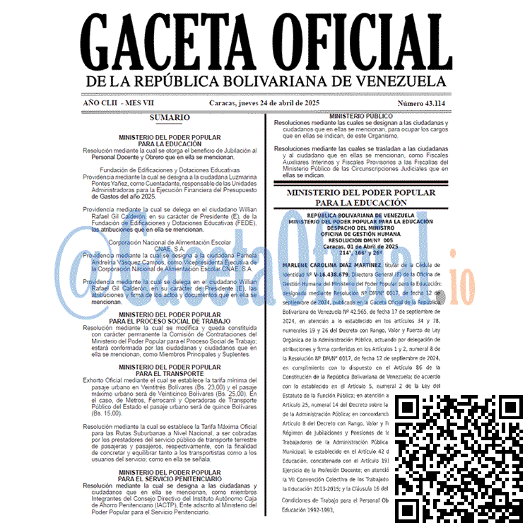 Gaceta Oficial, Gaceta 43114, Gaceta 43114 HD, Gaceta #43114, Gaceta Oficial Venezuela #43114