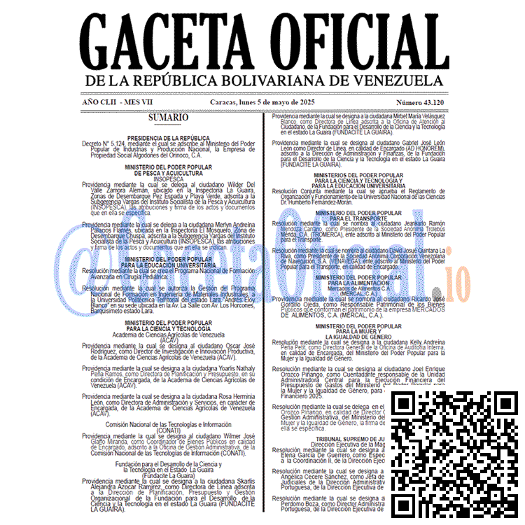 Gaceta Oficial, Gaceta 43120, Gaceta 43120 HD, Gaceta #43120, Gaceta Oficial Venezuela #43120