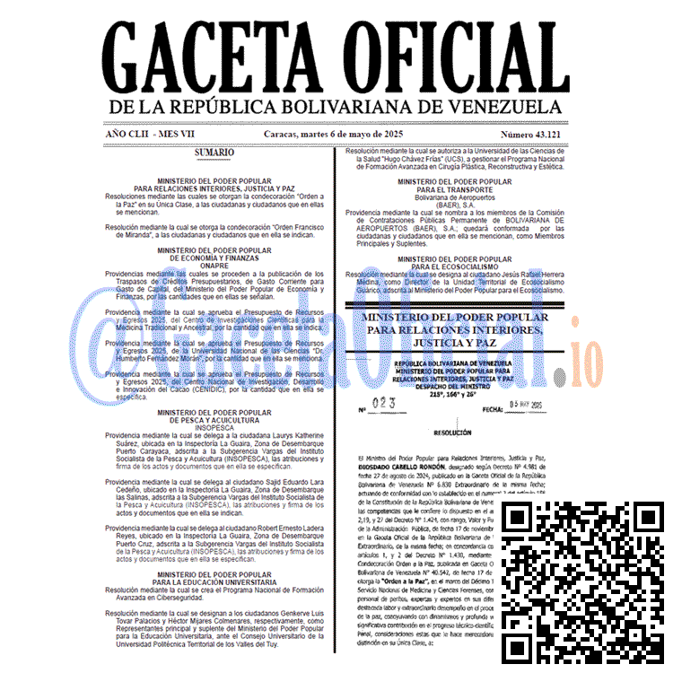 Gaceta Oficial, Gaceta 43121, Gaceta 43121 HD, Gaceta #43121, Gaceta Oficial Venezuela #43121