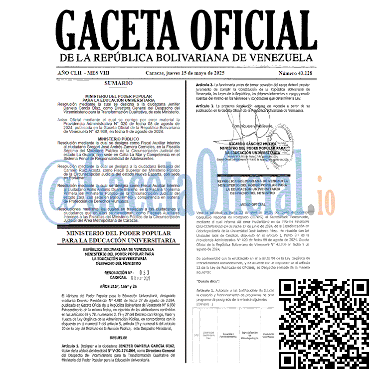Gaceta Oficial, Gaceta 43128, Gaceta 43128 HD, Gaceta #43128, Gaceta Oficial Venezuela #43128