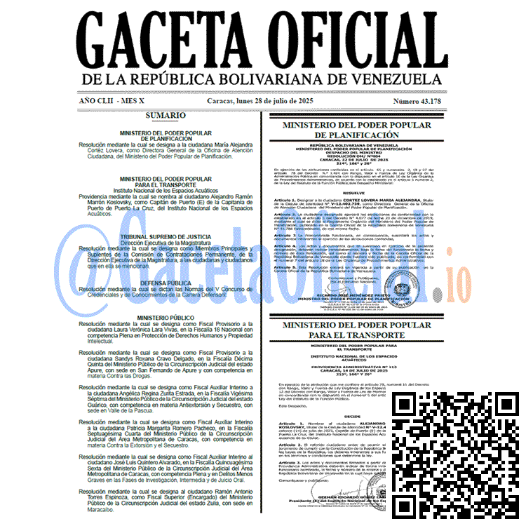 Gaceta Oficial, Gaceta 43178, Gaceta 43178 HD, Gaceta #43178, Gaceta Oficial Venezuela #43178