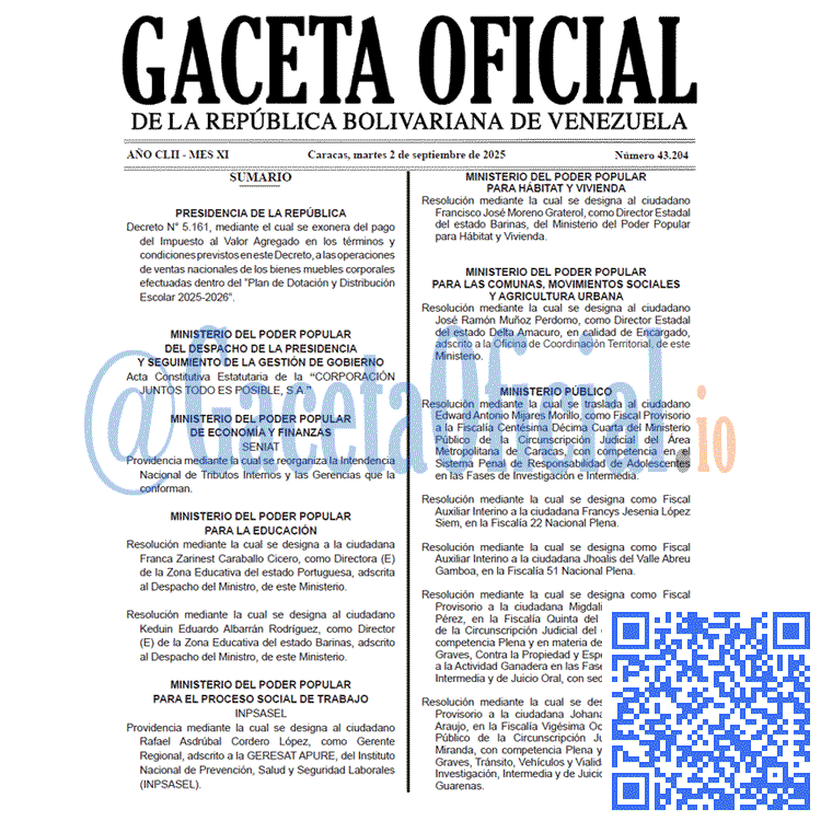 Gaceta Oficial, Gaceta 43204, Gaceta 43204 HD, Gaceta #43204, Gaceta Oficial Venezuela #43204