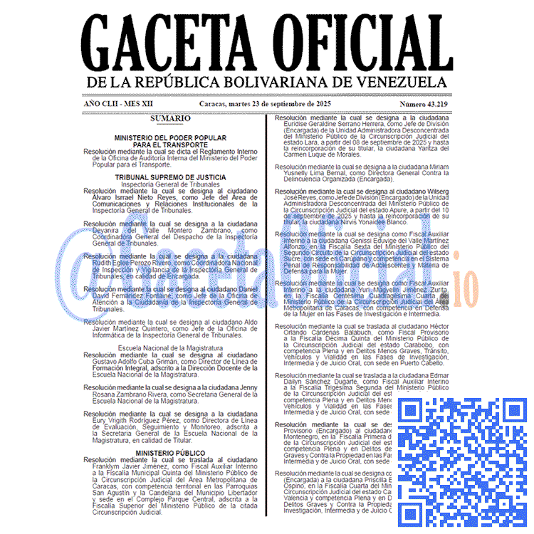Gaceta Oficial, Gaceta 43219, Gaceta 43219 HD, Gaceta #43219, Gaceta Oficial Venezuela #43219