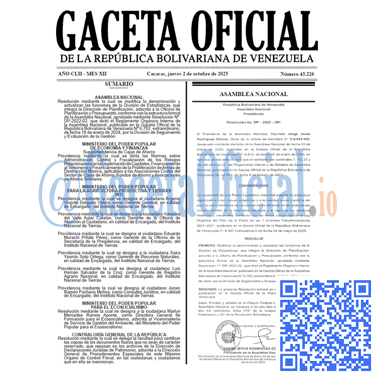 Gaceta Oficial, Gaceta 43226, Gaceta 43226 HD, Gaceta #43226, Gaceta Oficial Venezuela #43226