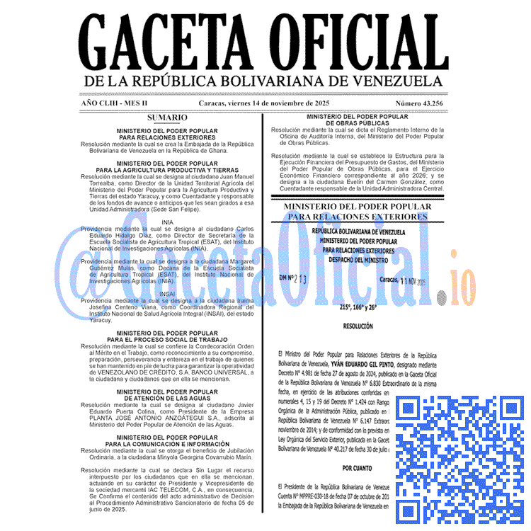 Gaceta Oficial, Gaceta 43256, Gaceta 43256 HD, Gaceta #43256, Gaceta Oficial Venezuela #43256