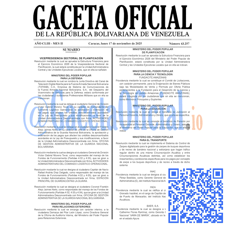 Gaceta Oficial, Gaceta 43257, Gaceta 43257 HD, Gaceta #43257, Gaceta Oficial Venezuela #43257