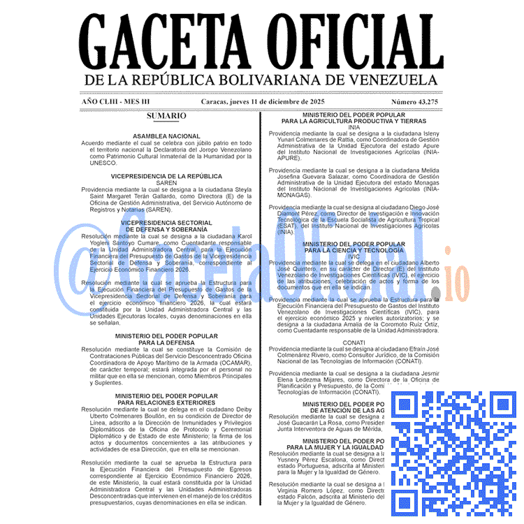 Gaceta Oficial, Gaceta 43275, Gaceta 43275 HD, Gaceta #43275, Gaceta Oficial Venezuela #43275