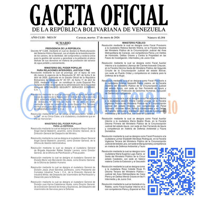 Gaceta Oficial, Gaceta 43304, Gaceta 43304 HD, Gaceta #43304, Gaceta Oficial Venezuela #43304