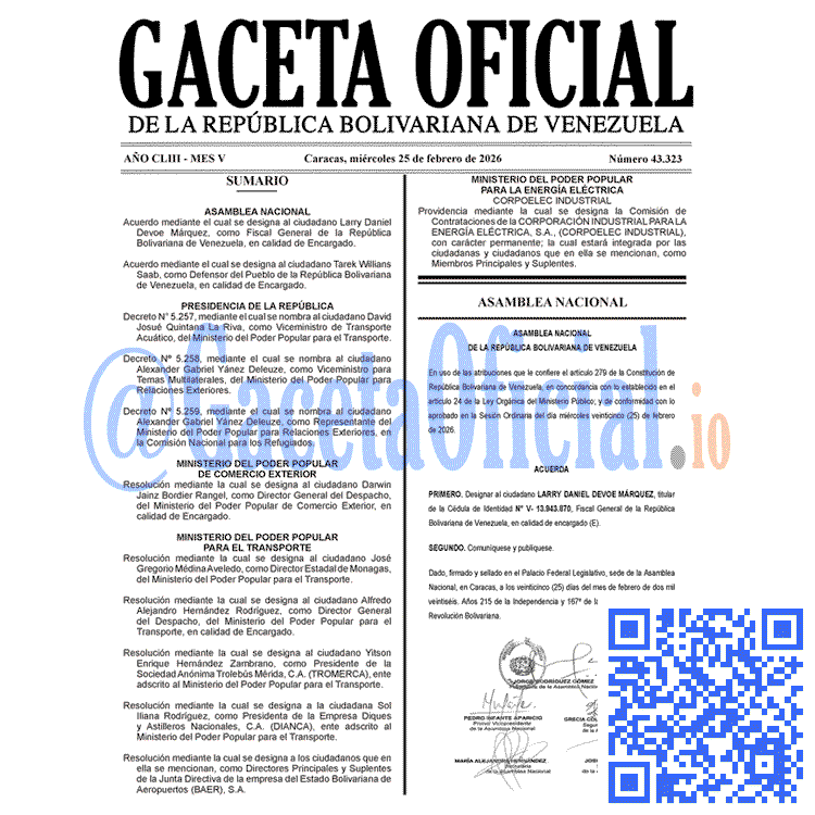 Gaceta Oficial, Gaceta 43323, Gaceta 43323 HD, Gaceta #43323, Gaceta Oficial Venezuela #43323